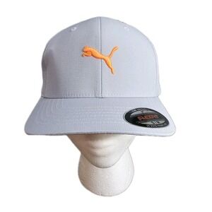 Puma Flex Fit Mens Cap Gray/orange Size S/M New